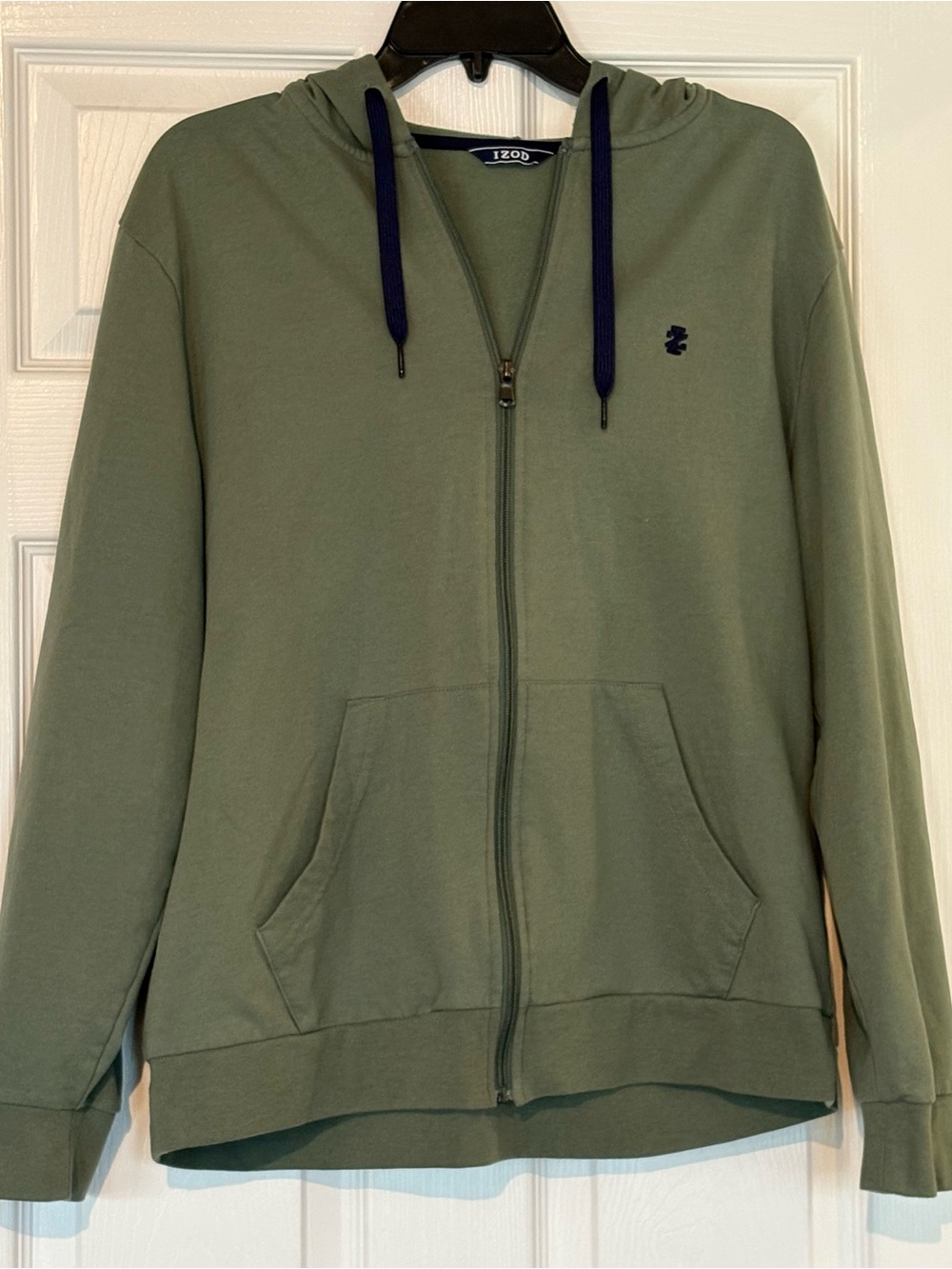 Izod Olive Green Full-Zip Hoodie with Navy Accents